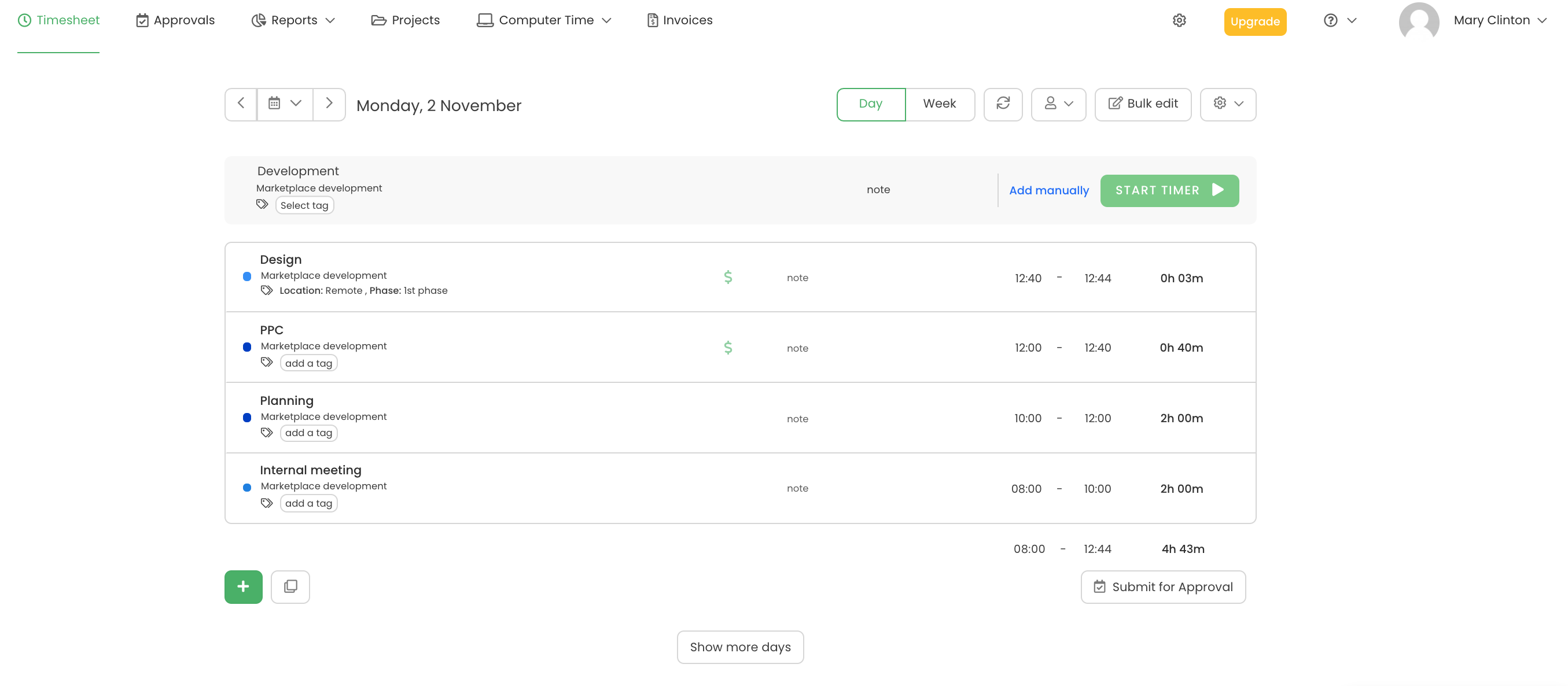 Dropbox Paper dashboard with TimeCamp integration