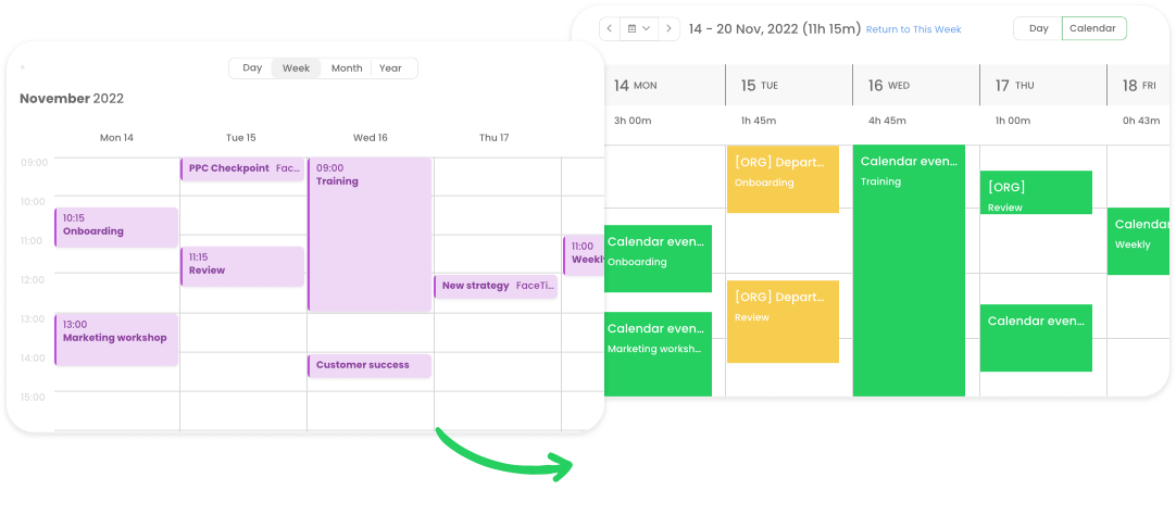 ical time tracking timecamp