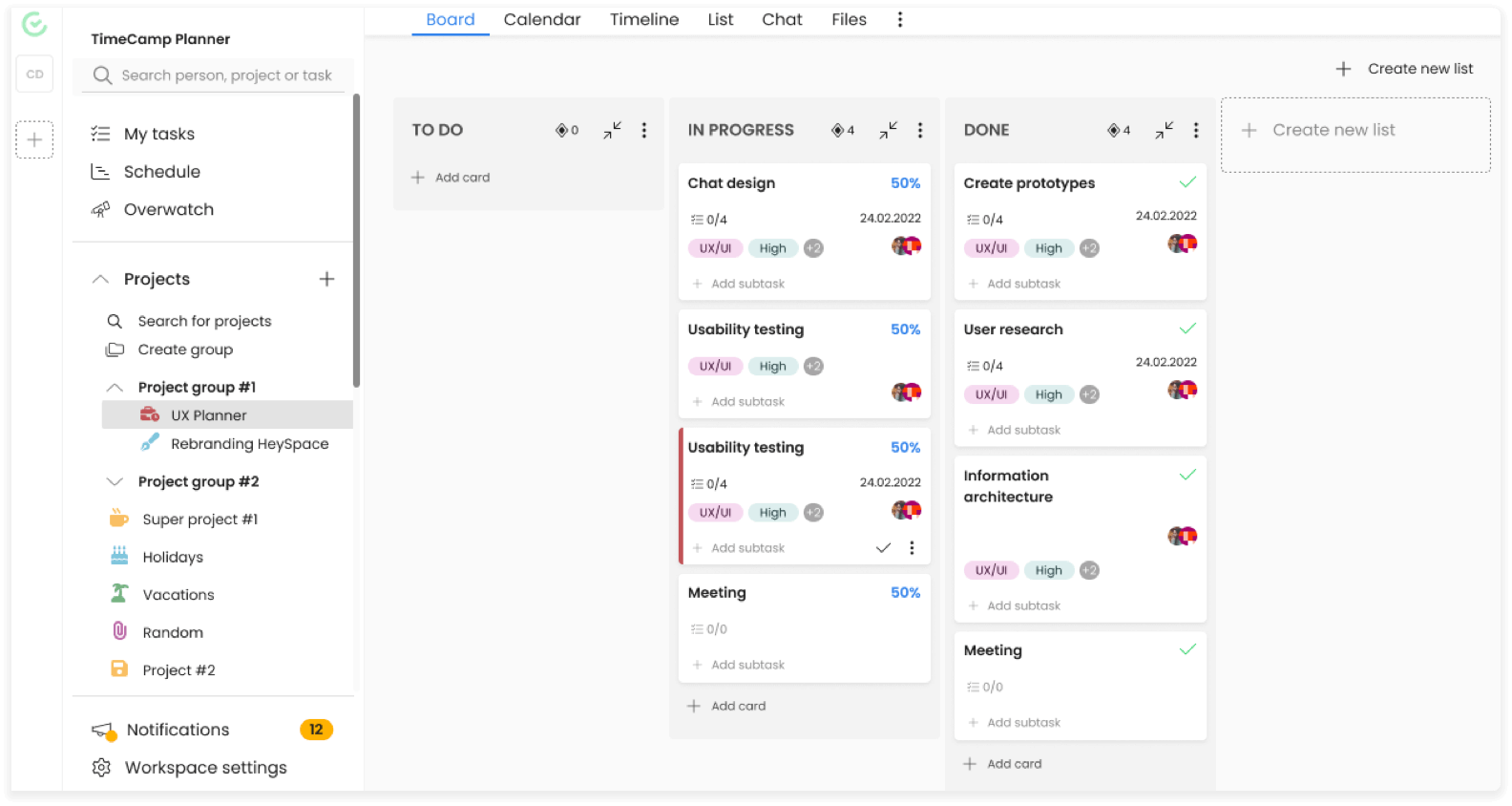 planner feature progress bar