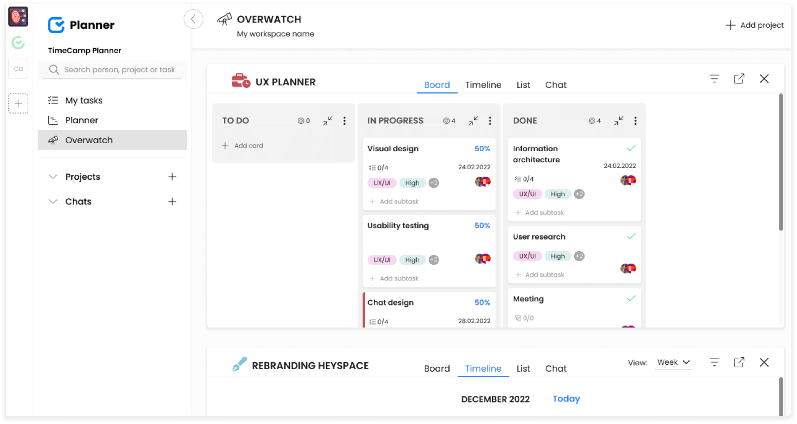 planner feature progress bar